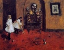 Chase William Merritt Children Playing Parlor Croquet (sketch). ����, ������ �������
