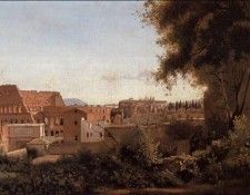 Corot Rome View from the Farnese Gardens Noon aka Study of the Coliseum. , --