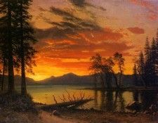 Bierstadt Albert Sunset over the River. , 