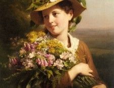 Zuber Buhler Fritz A Young Beauty Holding A Bouquet Of Flowers. �����, ���� Buhler