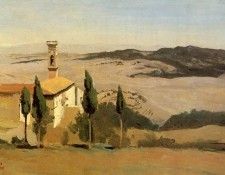 Corot Volterra Church and Bell Tower. ����, ���-������-������