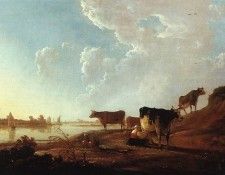 CUYP Aelbert River Scene With Milking Woman. , Aelbert