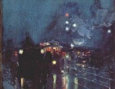 hassam nocturne, railway crossing, chicago c1892-3. , 