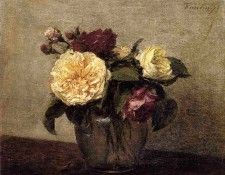 Fantin Latour Henri Yellow and Red Roses. ������-�����, �����-����-���-������