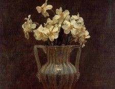 Fantin Latour Henri Narcisses in an Opaline Glass Vase. -, ---