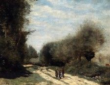 Corot Crecy en Brie Road in the Country. , --