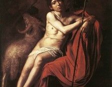 Caravaggio Baptist Galleria Borghese, Rome. ,   