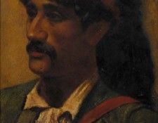 Portrait of a man in a red turban. , 