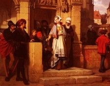 Koller Wilhelm Faust And Memphistopheles Waiting For Gretchen At The Cathedral Door. , 