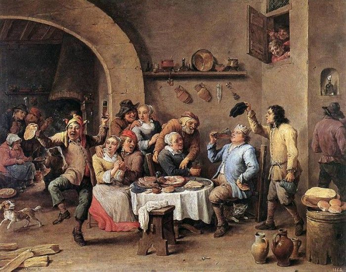 TENIERS David the Younger Twelfth Night The King Drinks. ,  