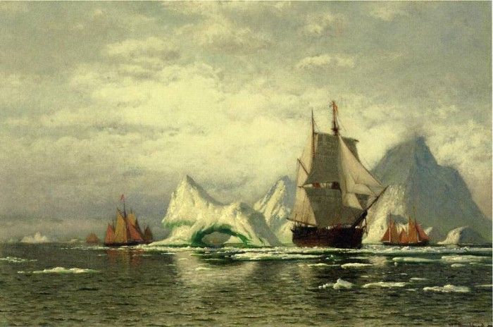 Bradford William Arctic Whaler Homeward Bound Among the Icebergs. , 