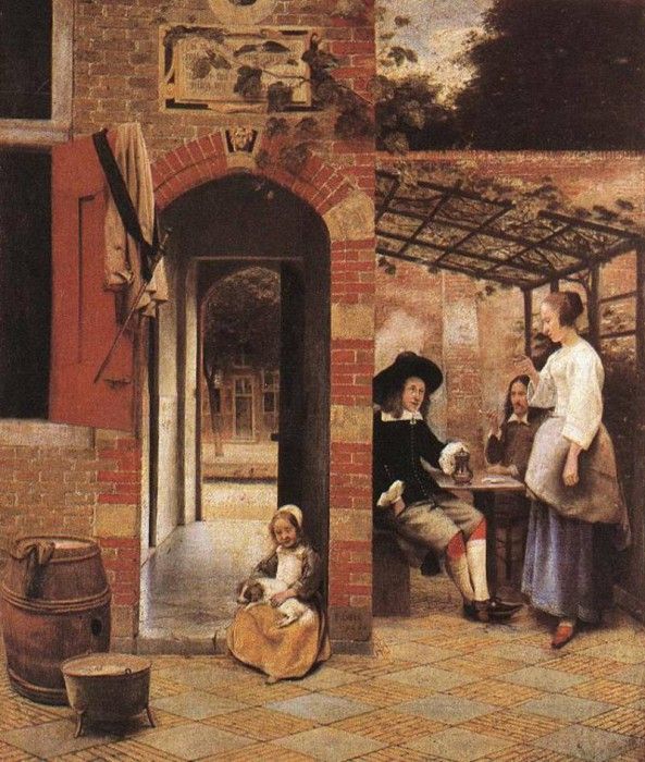 HOOCH Pieter de Drinkers in the Bower. Hooch, Pieter De