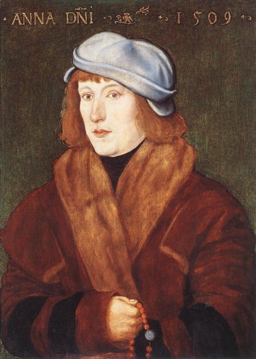 BALDUNG GRIEN Hans Portrait Of A Young man With A Rosary.  Grien, 