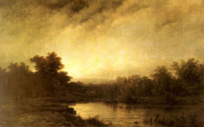 Haanen Remigius Adrianus Van A River Landscape. ,   Cornelisz