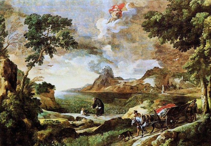 Dughet caspard Landscape with St Augustine and the Mystery Sun. , Caspard