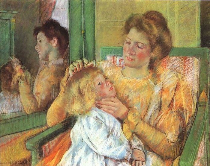 Mother Combing.  