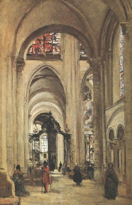 Corot Interior of Sens Cathedral, 1874, Louvre. , --