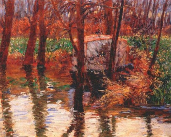 breck the river epte with monets atelier-boat c1887-90. , 