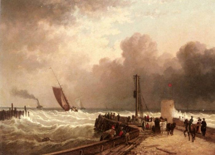 Wilson John Jock Shipping Approaching The Harbour Mouth In A Rough Sea. ,  