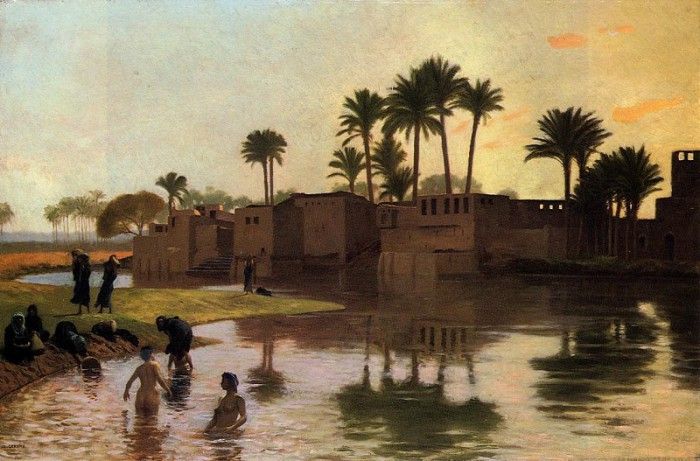 Gerome Jean Leon Bathers by the Edge of a River. , -