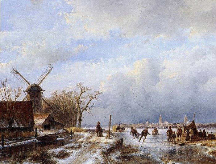 Schelfhout Andreas Winter landscape Delft Sun. Schelfhout, �������