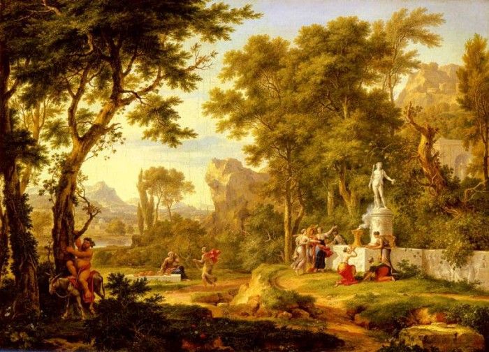 Huysum Jan Van A Classical Landscape With The Worship Of Bacchus. Huysum,  