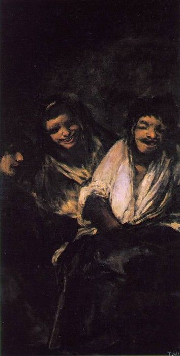 Goya Two Young People Laughing at a Man, 1820-23, 125x66 cm,.   ,  