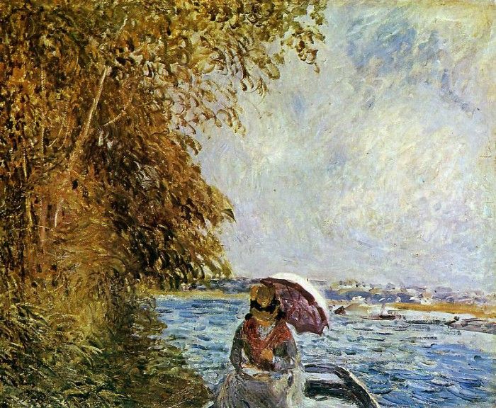 Sisley Alfred On the boat near Veneux Sun. , 