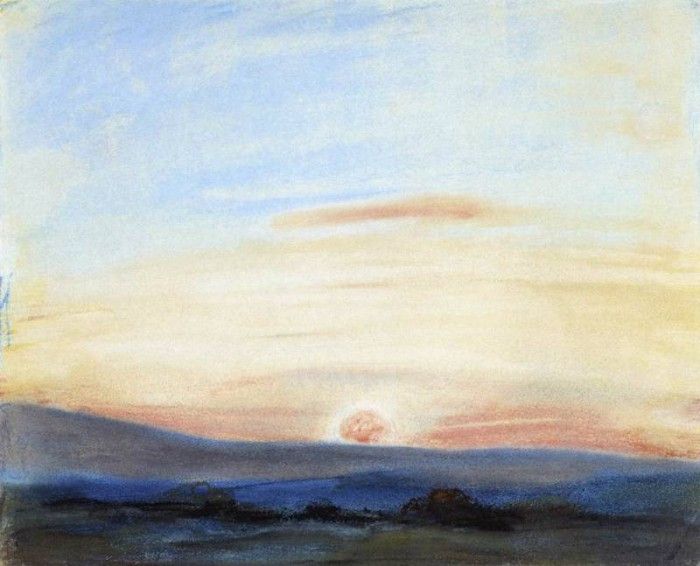 DELACROIX Eugene Study of Sky Setting Sun. , 