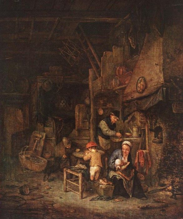 OSTADE Adriaen Jansz van Interior With A Peasant Family. ,  