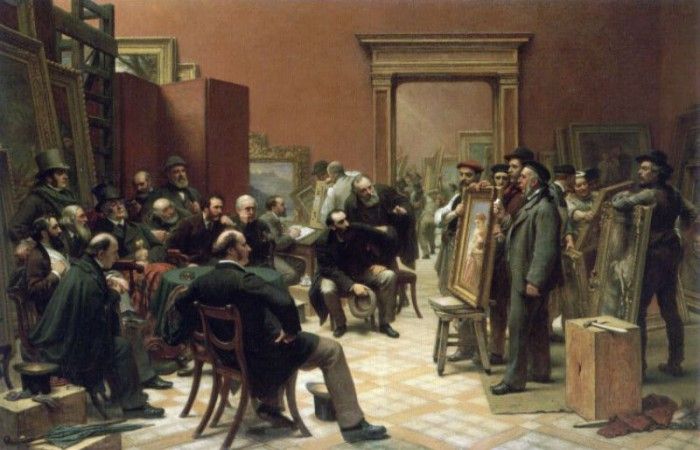 The Council of the Royal Academy selecting Pictures for Exhibition 1876 CR. ,  