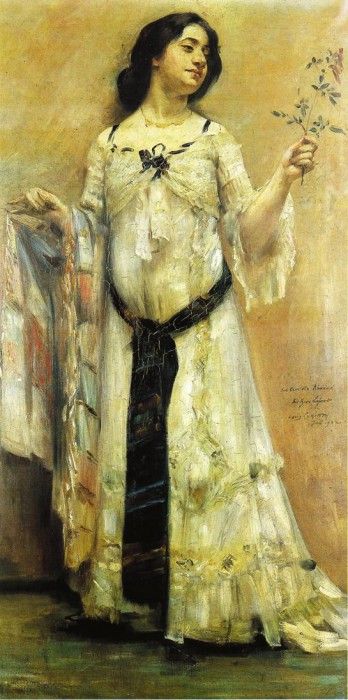 Cointh Lovis Portrait of Charlotte Berend in a White Dress. , 