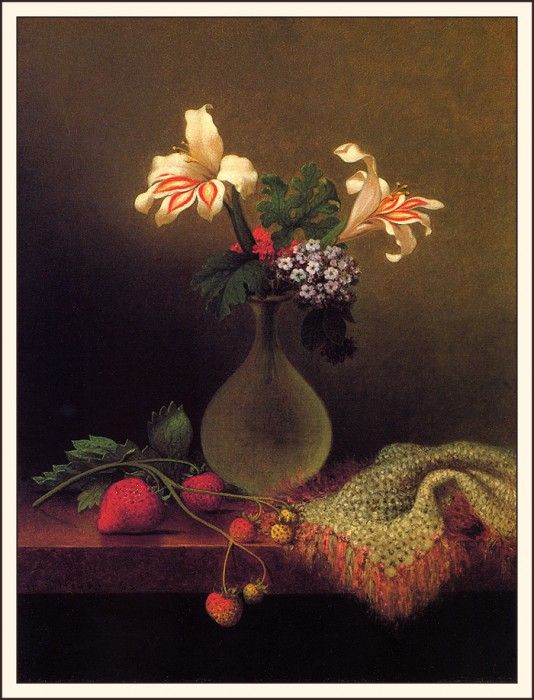 bs-flo- Martin Johnson Heade- Vase Of Corn Lilies And Heliotrope. ,  