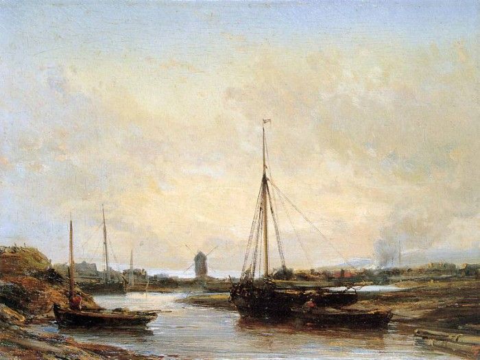 Isabey Eugne Harbour in Holland Sun. , 