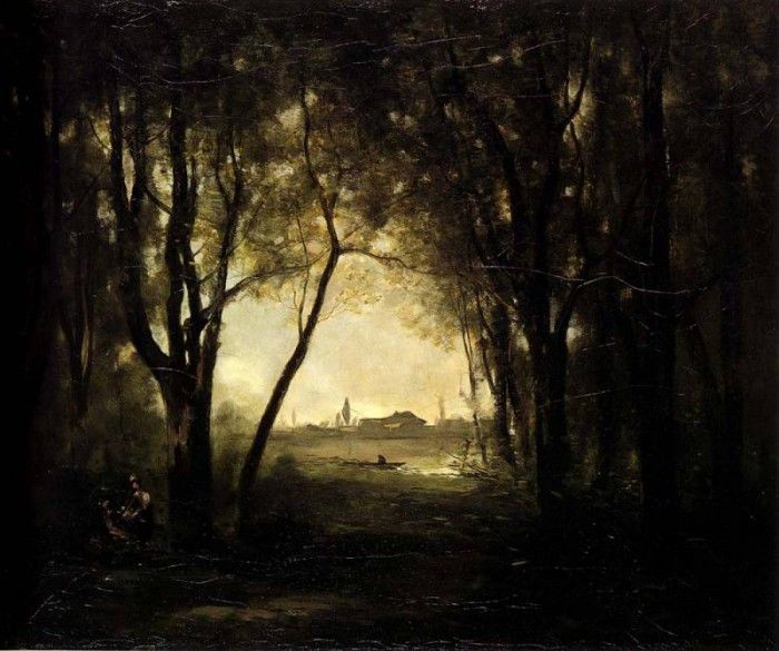 Corot Camille Landscape with A Lake. , --