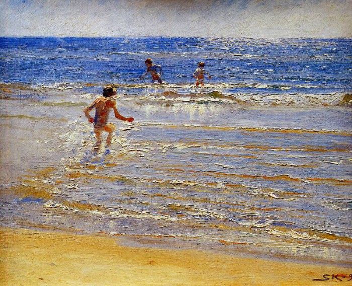 Kroyer Peder Severin Swimming children Sun. Kroyer,  