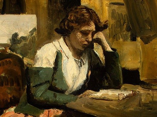 Corot Young Girl Reading, 1868-1870, Detalj 1, NG Washington. , --