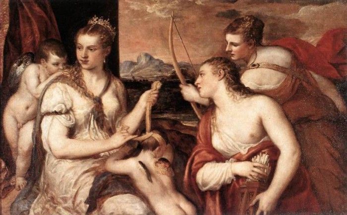 Titian Venus Blindfolding Cupid.  ( )