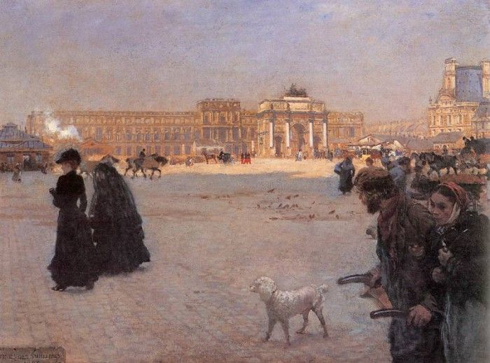 Nittis Guiseppe de The Place de Carrousel and the Ruins of the Tuileries Palace in 1882. ,  