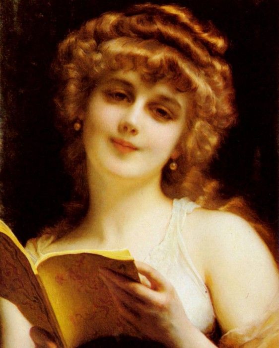 Piot Adolphe A Blonde Beauty Holding A Book. ,  