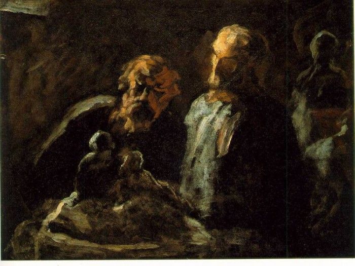 Daumier Two sculptors, Undated, Oil on wood, 11 x 14 in  The. , 