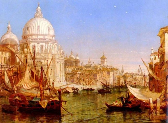 selous Henry Courtney A View Along The Grand Canal With Santa Maria Della Salute. ,  