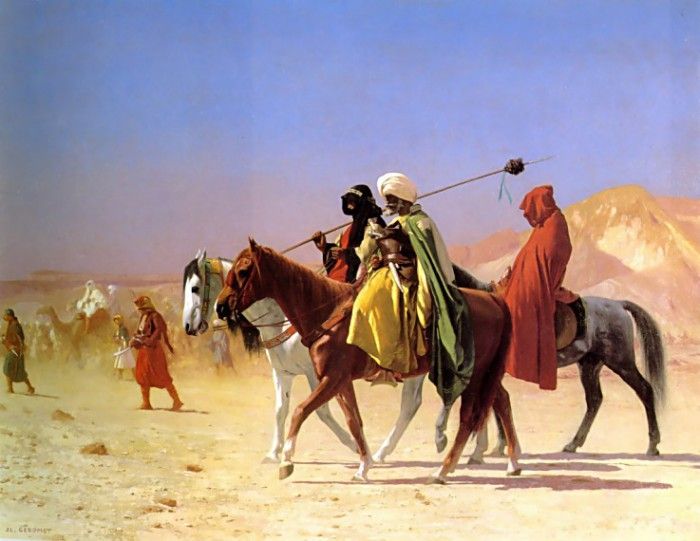 Arabs crossing the Desert. , -