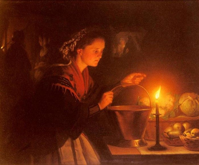 Schendel Petrus van A Market Scene By Candlelight. ,  