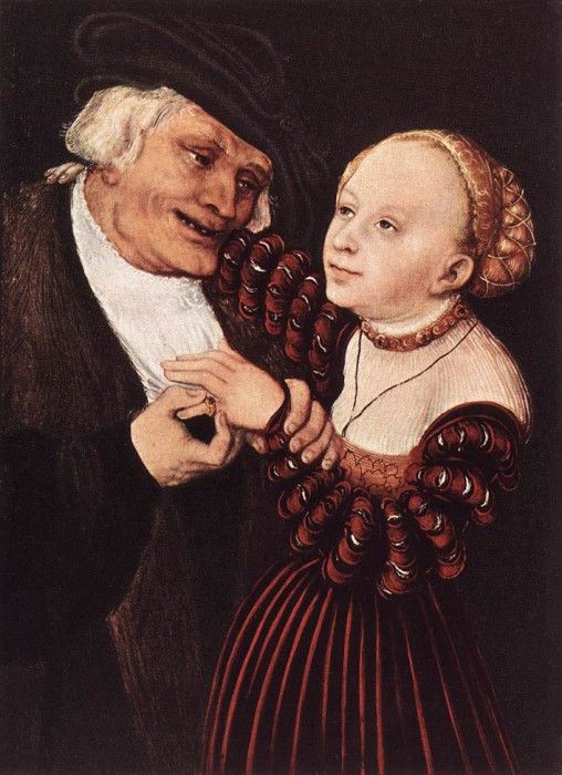 CRANACH Lucas the Elder Old Man And Young Woman. ,  