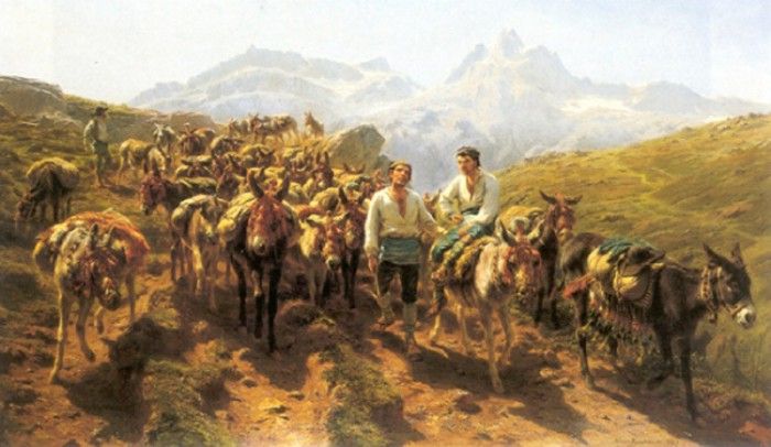 Bonheur Rosa Muleteers Crossing the Pyrenees 1857. , -