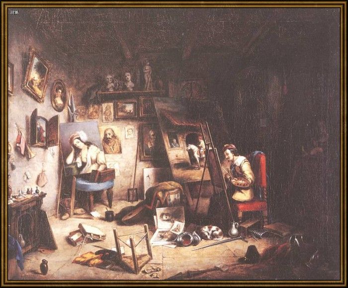 ds-cornelius krieghoff 05 l-the studio (1845). Krieghoff, 