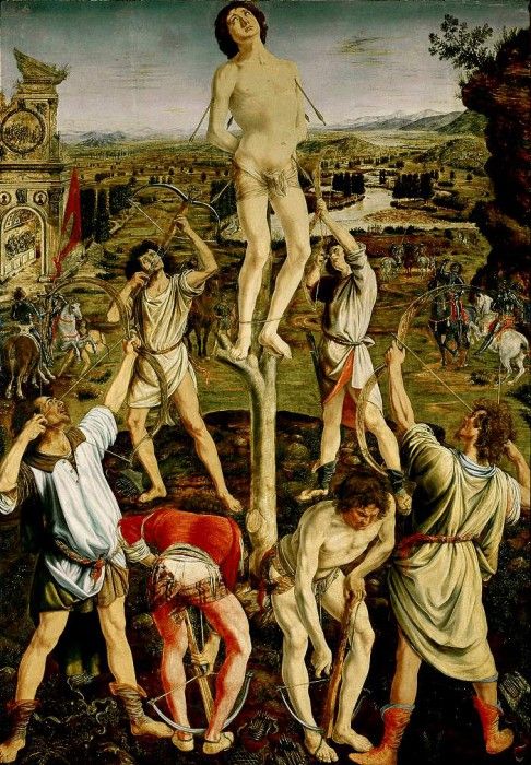 Pollaiuolio,A. The martyrdom of St Sebastian, after 1475, NG. 