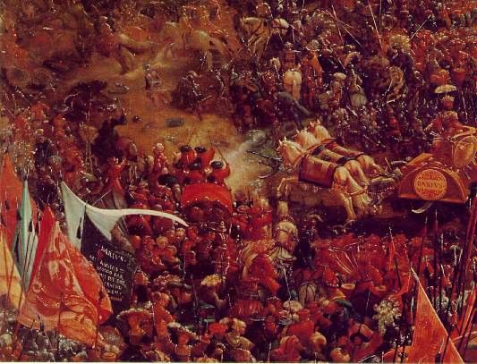 Altdorfer The battle of Issus, 1528-29, Detalj 1, Alte Pinak. , 