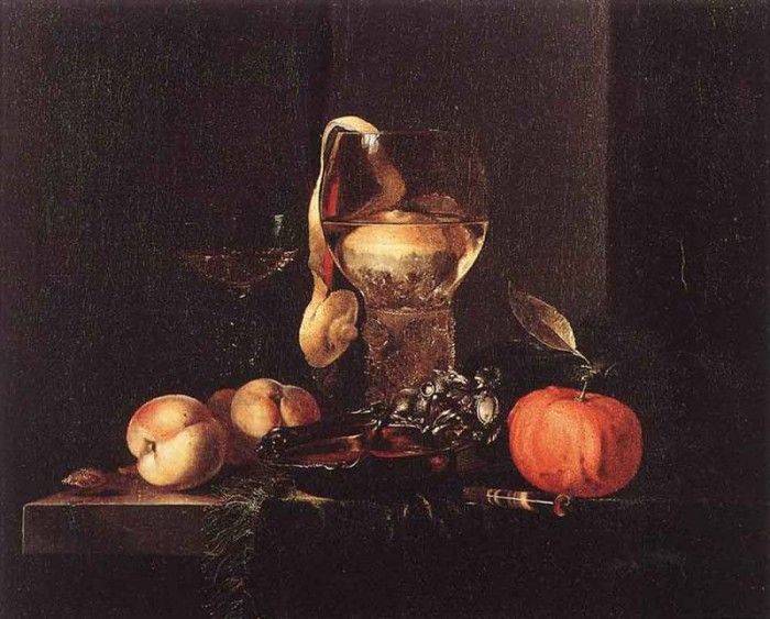 KALF Willem Still Life With Silver Bowl Glasses And Fruit. , 